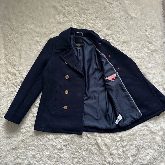 J. Crew Jacket The 2008 Andover Peacoat Italian Wool Gold Buttons Navy 6 - Picture 4 of 13